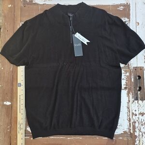 Truth by Republic Viscose Blend Half-Zip Knit Polo – Black (Size Large)